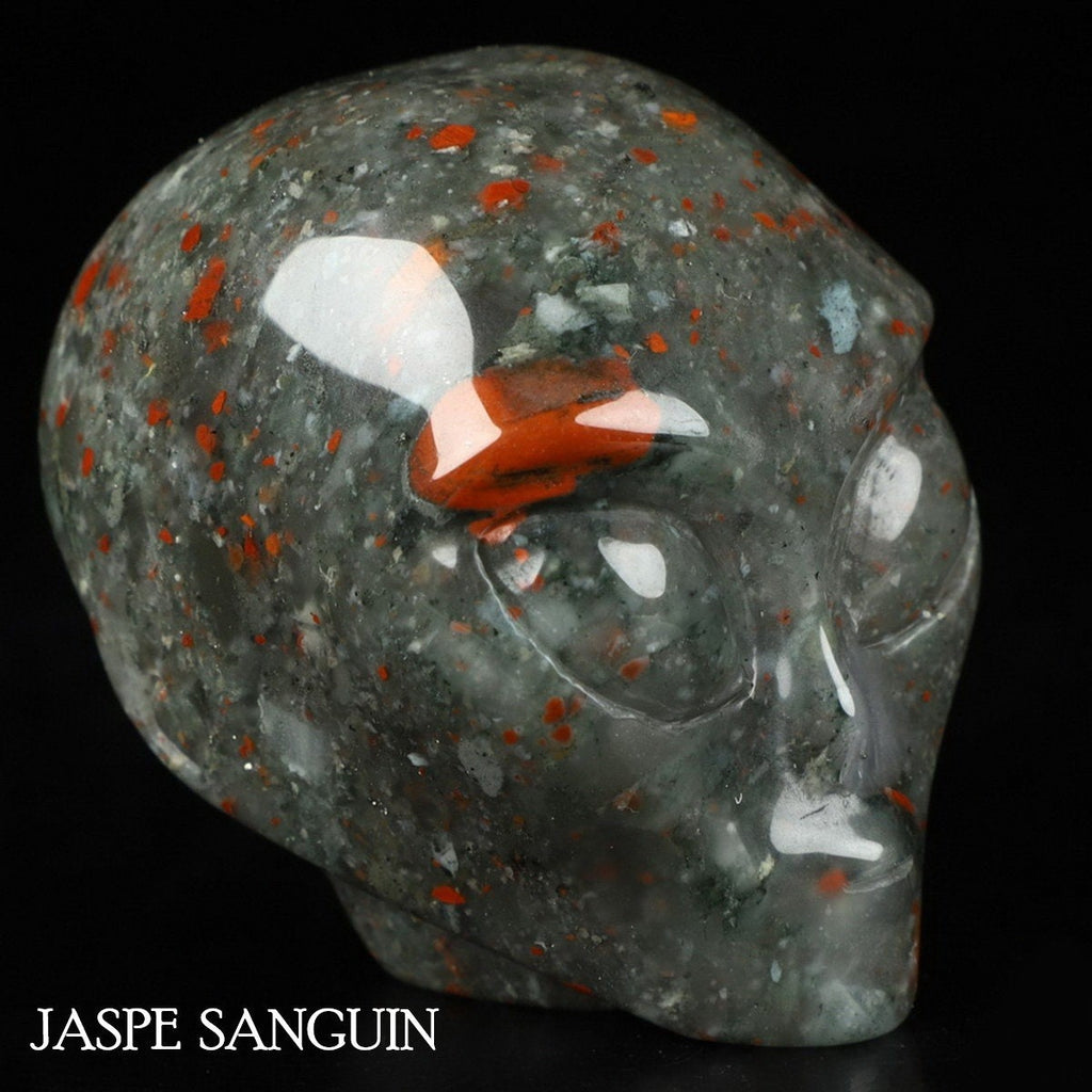 Alien-Schädel aus afrikanischem Blutjaspis, Kollektion / REIKI Skull, Cranio, Schädel, Craneo Crystal Skull