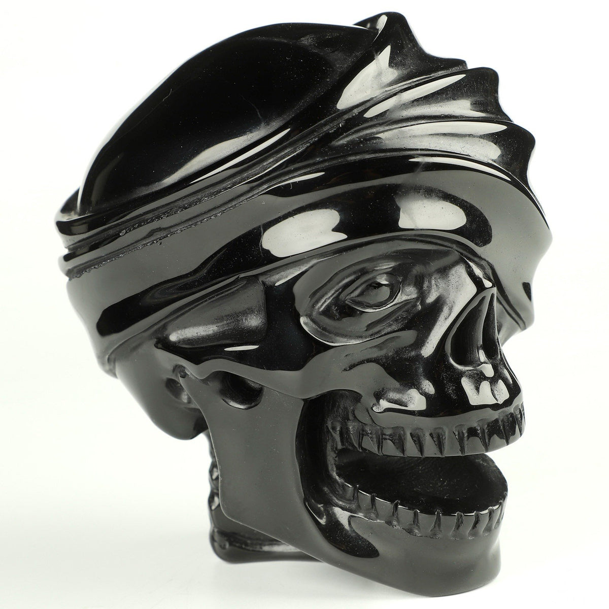 Obsidienne Noir , Zombie / Mort vivant , crâne de pierre naturelle volcanique  , Vanité