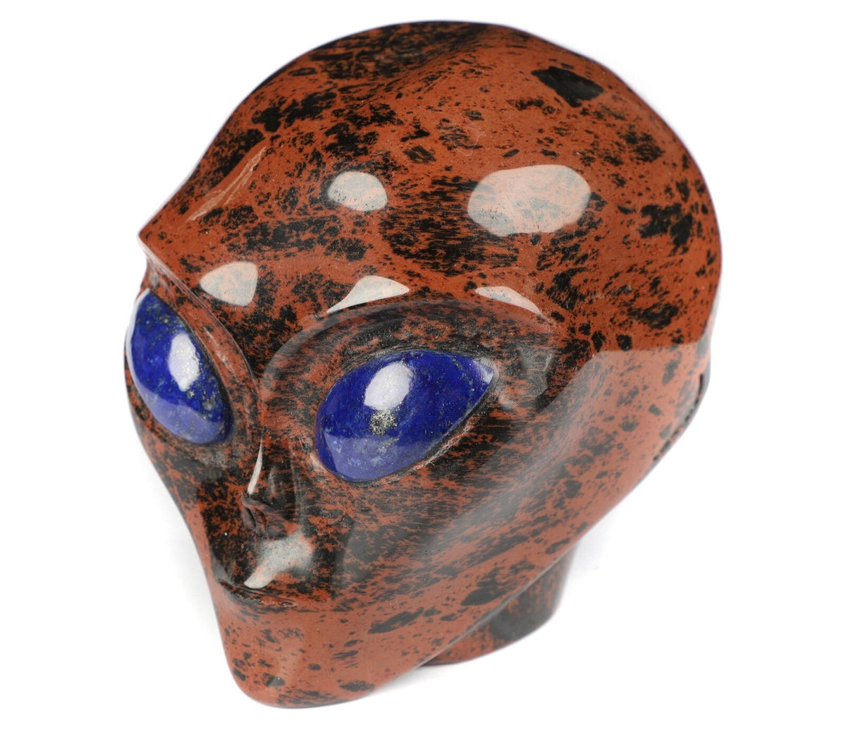 Crâne alien Roswell en obsidienne acajou · Pierre naturelle XL