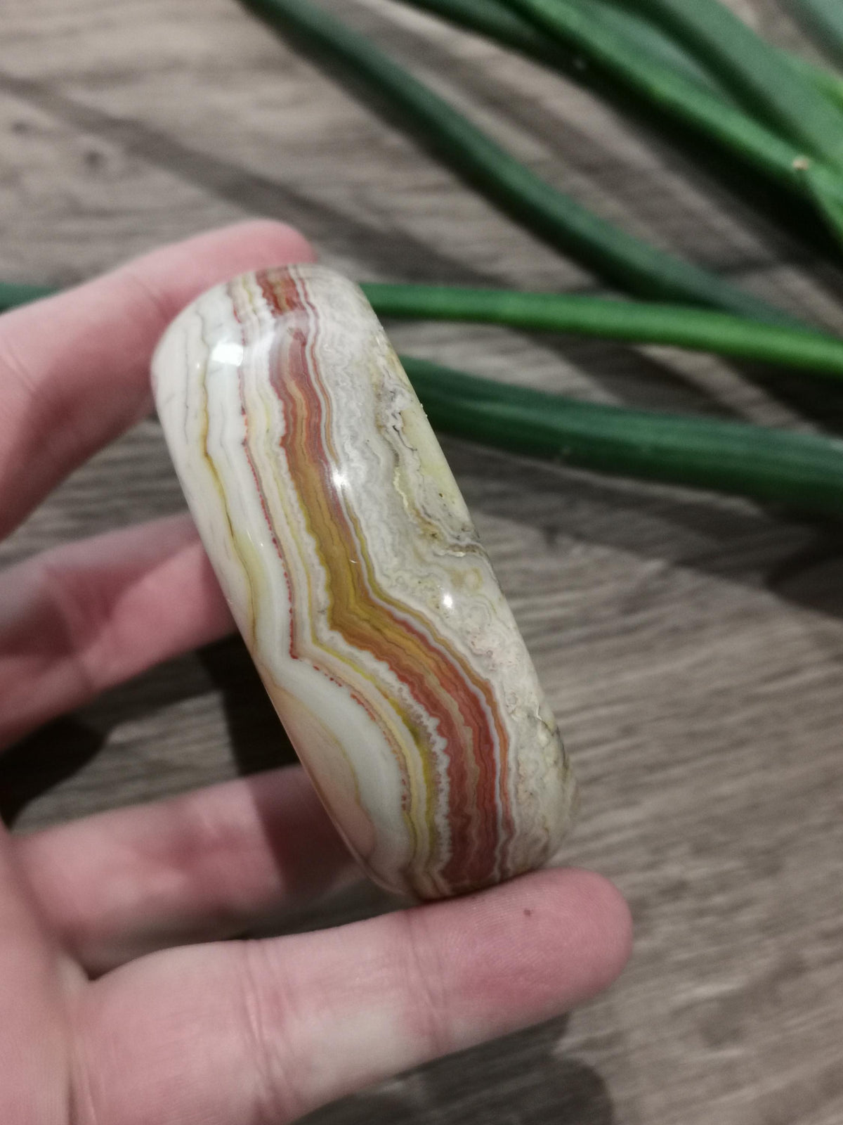 Pulseira rígida em ágata louca · Diâmetro interior 62 mm , Pedra natural