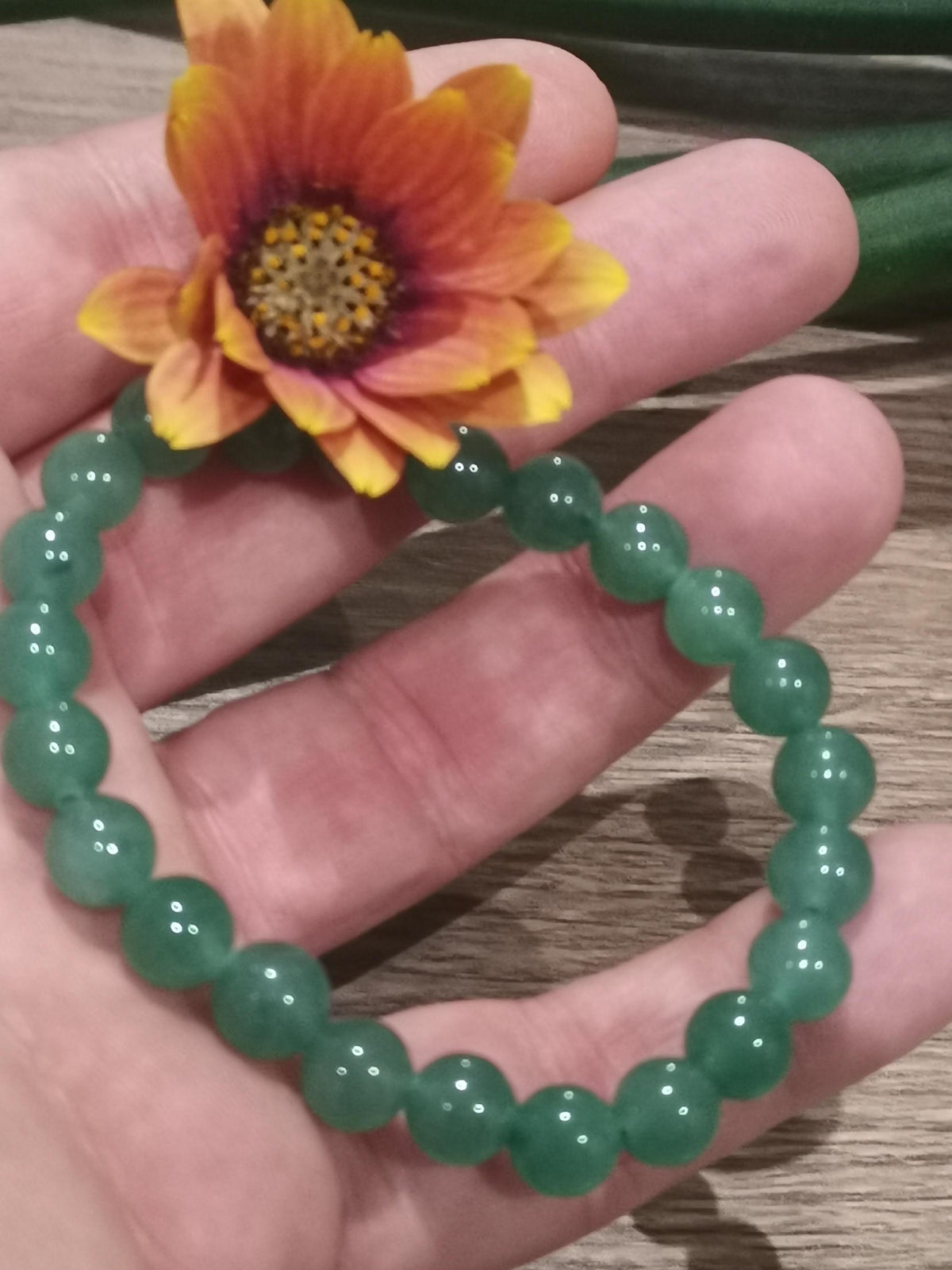 Aventurina verde Brasil  , Pulsera a medida a elegir  , Perla redonda de 8 mm