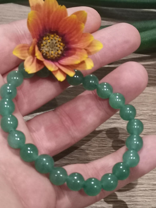 Aventurina verde Brasile  , Bracciale su misura a scelta  , Perla rotonda da 8 mm