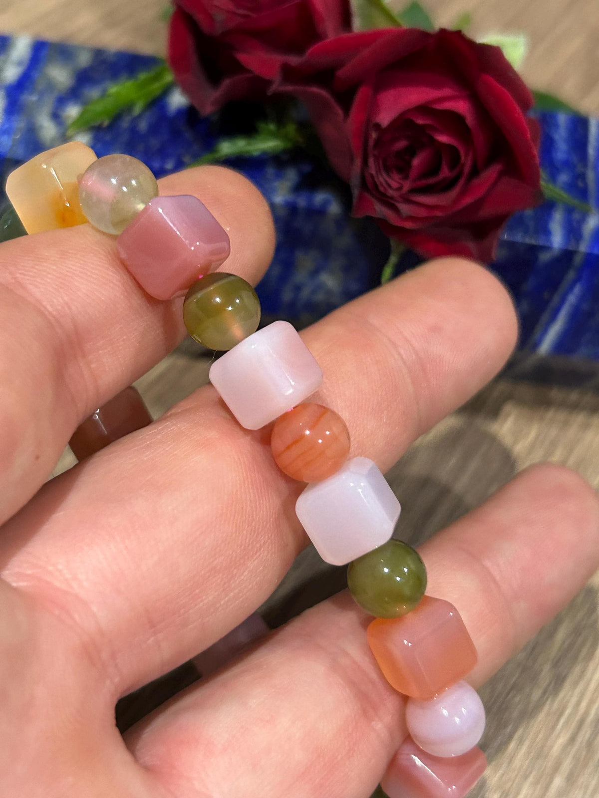Giada Multicolore  , Perla rotonda e quadrata  , Pietra naturale / Serenità – Equilibrio – Rinnovamento
