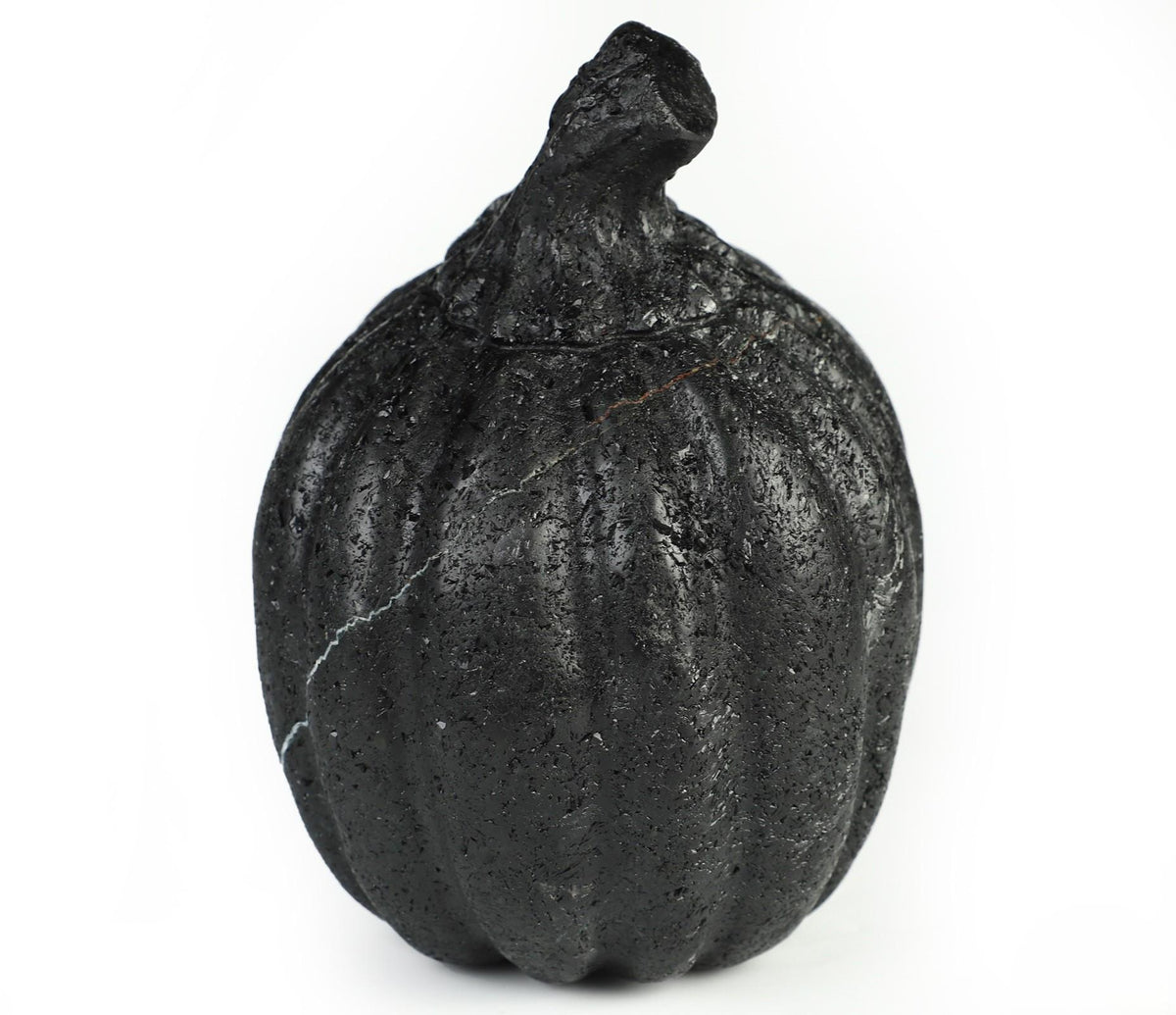 Testa di zucca in tormalina nera · Scultura in pietra naturale