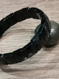 Turmalina Negra, pulseira de contas quadradas facetadas, qualidade Extra AA