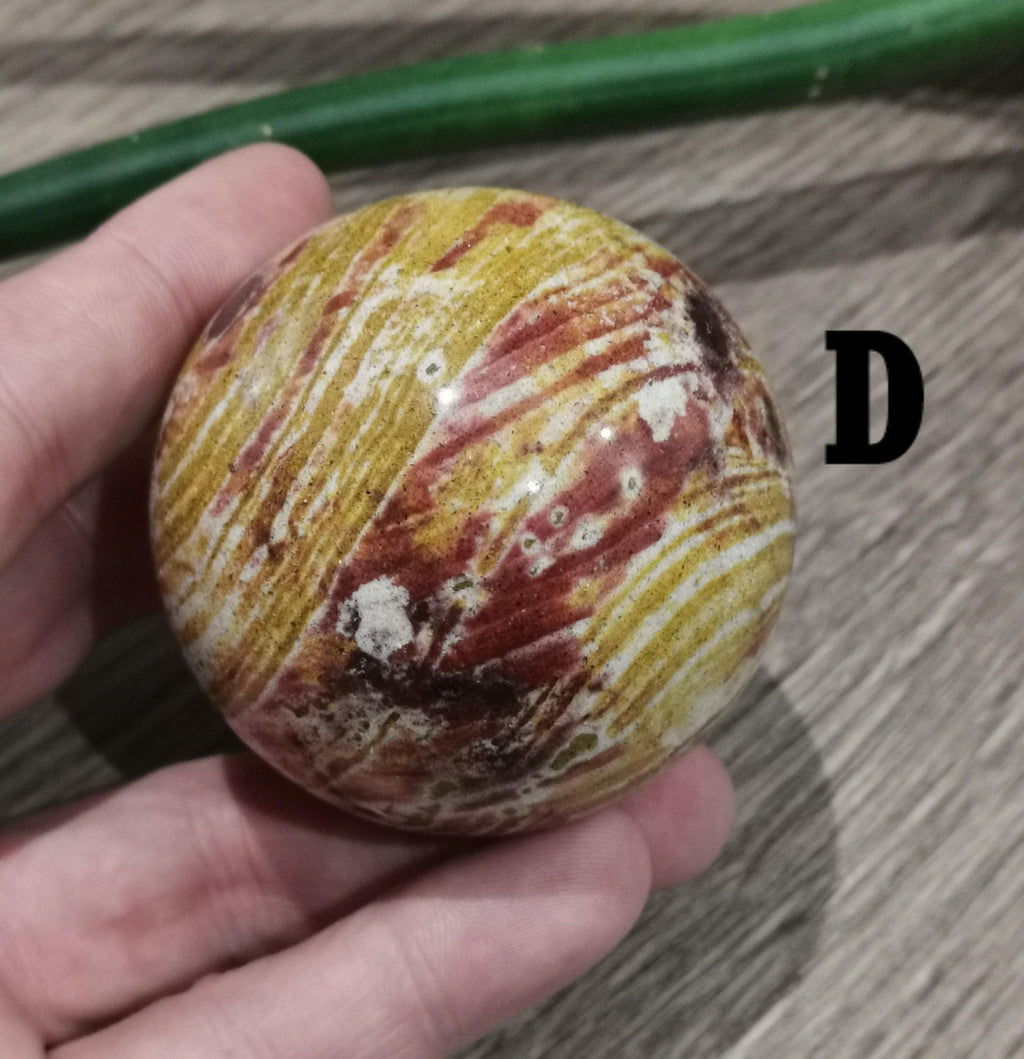 Van Gogh Jasper , Yellow , orange , red , natural stone carved into a Sphere , Collector's ball / Lithotherapy / Feng shui