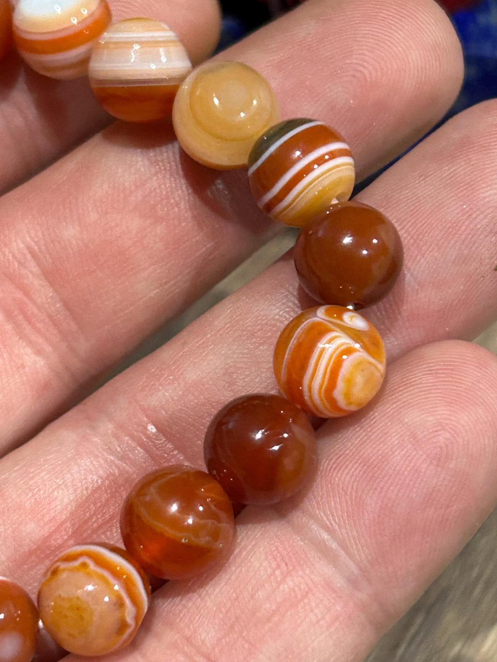 Ágata sardónice naranja , Pulsera de cuentas redondas de 10 mm , Longitud a medida / Protección - Estabilidad - Felicidad