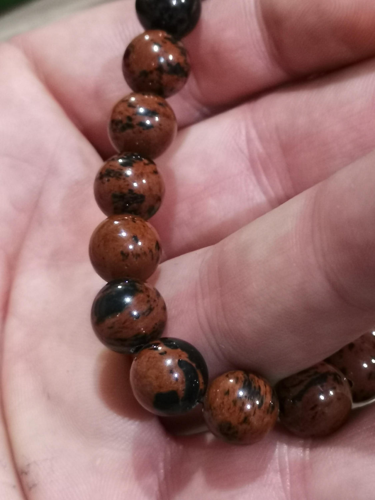 Obsidiana ACAIÃ  , Pulseira à medida à escolha  , Pérola redonda de 10 mm