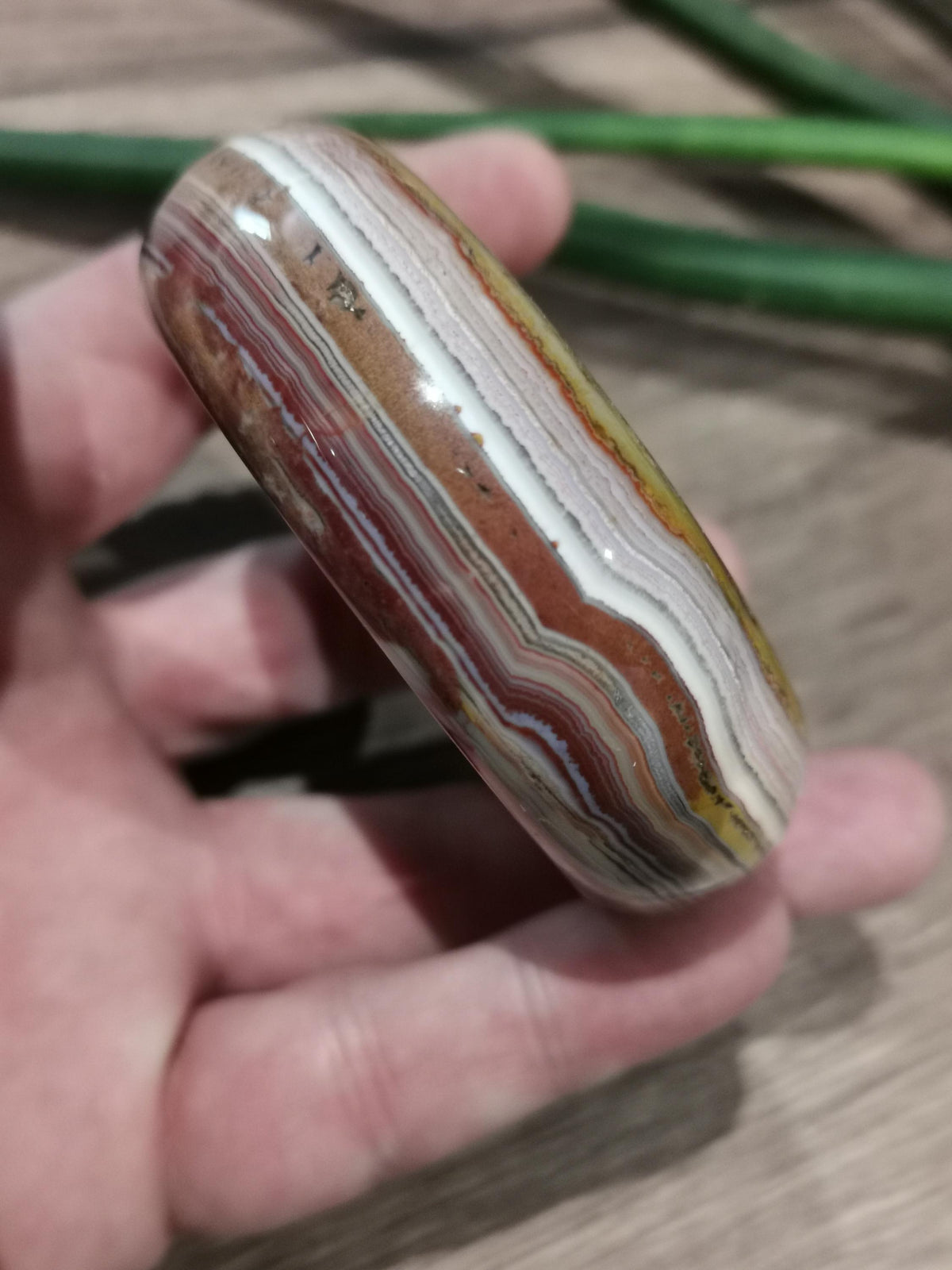 Crazy Agate, Crazy Agate / Natural Stone Bangle Bracelet, Diameter 60 Mm