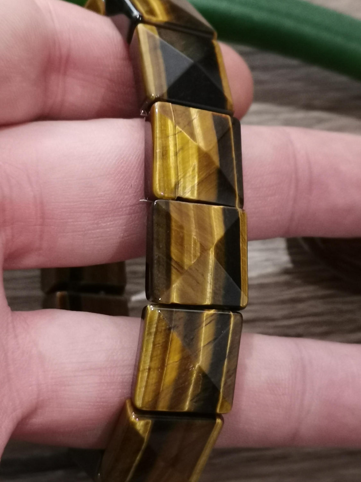 Occhio di tigre giallo, bracciale bello e grande formato quadrato 16/16 mm, magnifico