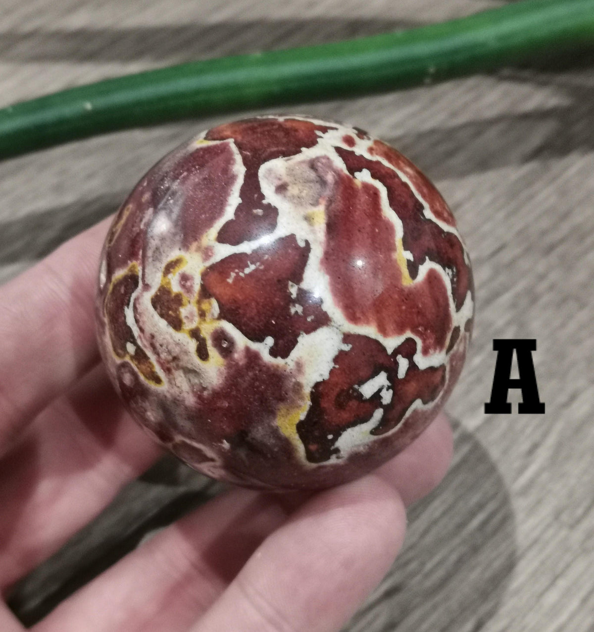 Jaspe Van Gogh , Amarillo , naranja , rojo , piedra natural tallada en Esfera , Bola de colección / Litoterapia / Feng shui