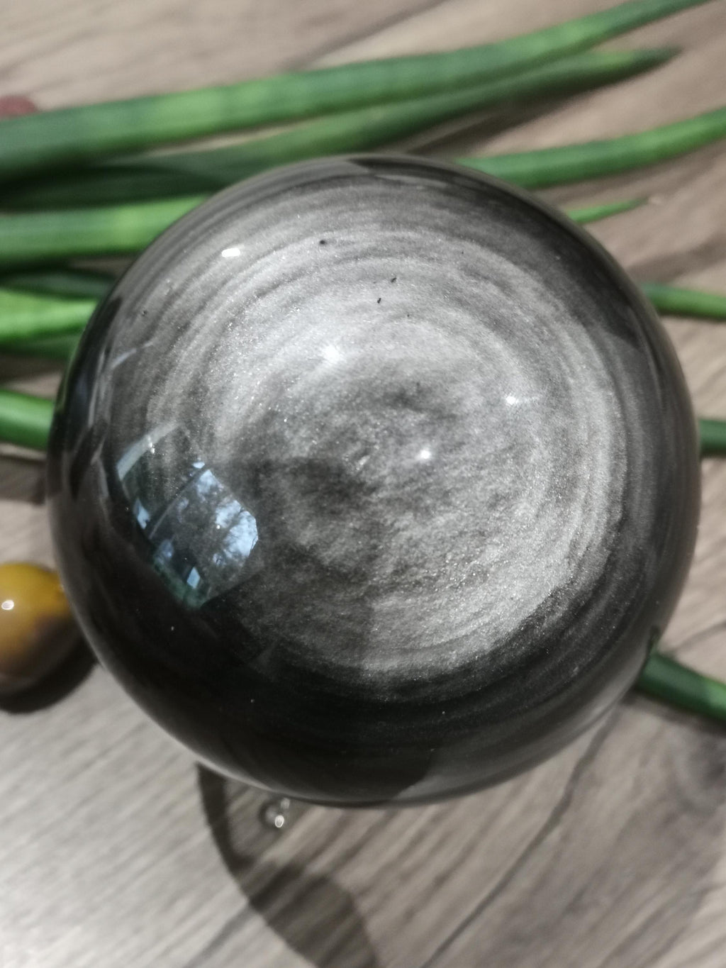 Obsidiana Plateada de México , Esfera XL 1.375 KG de Colección  , Minerales Tallados