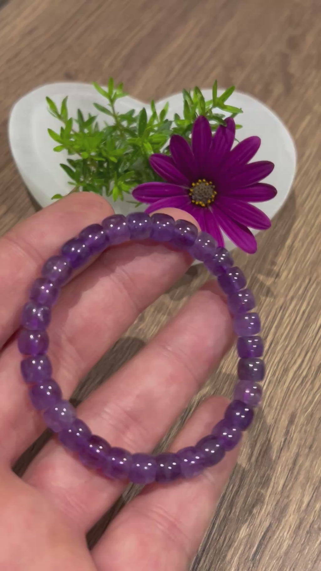 Amatista de Bolivia AAA , Pulsera de longitud a medida en cuentas Forma Tubo 7 / 6 Mm / - Espiritualidad – Antidepresión – Sanación