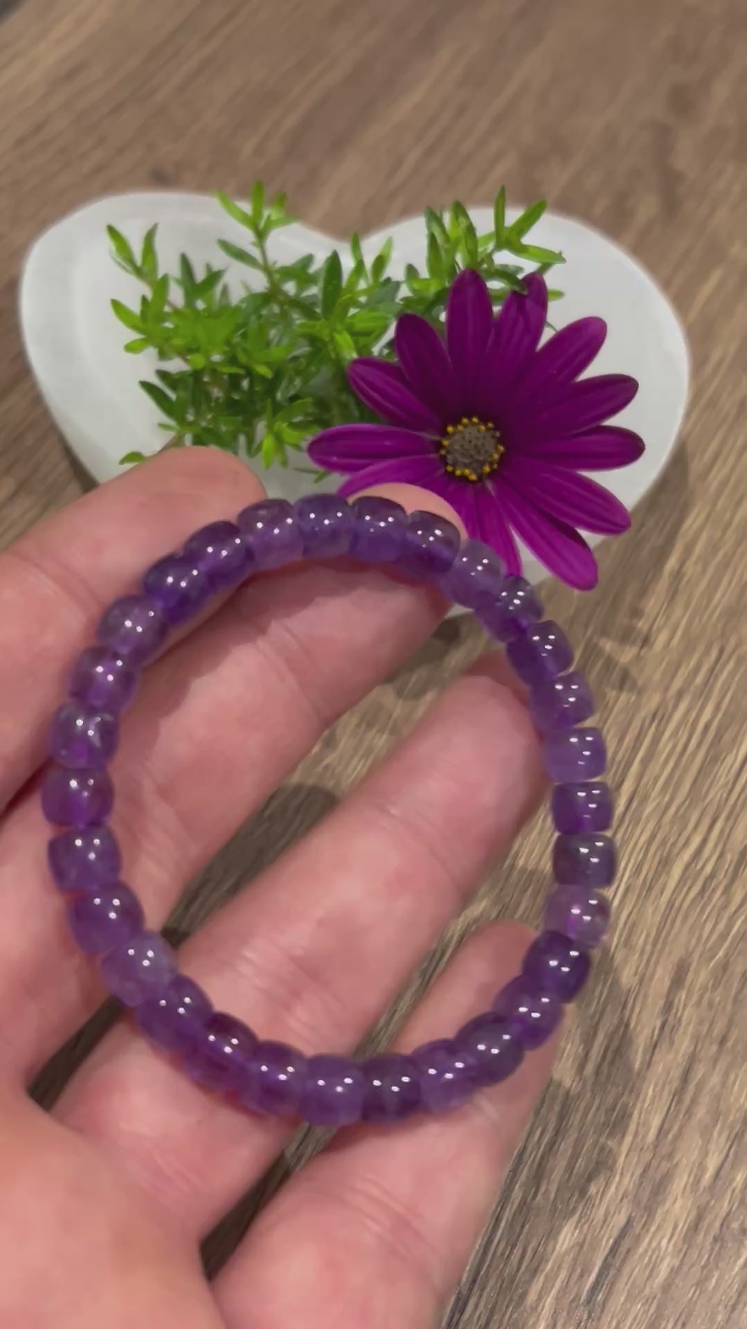 Ametista da Bolívia AAA , Pulseira Comprimento à medida em conta de Forma Tubo 7 / 6 Mm / - Espiritualidade – Antidepressão – Cura