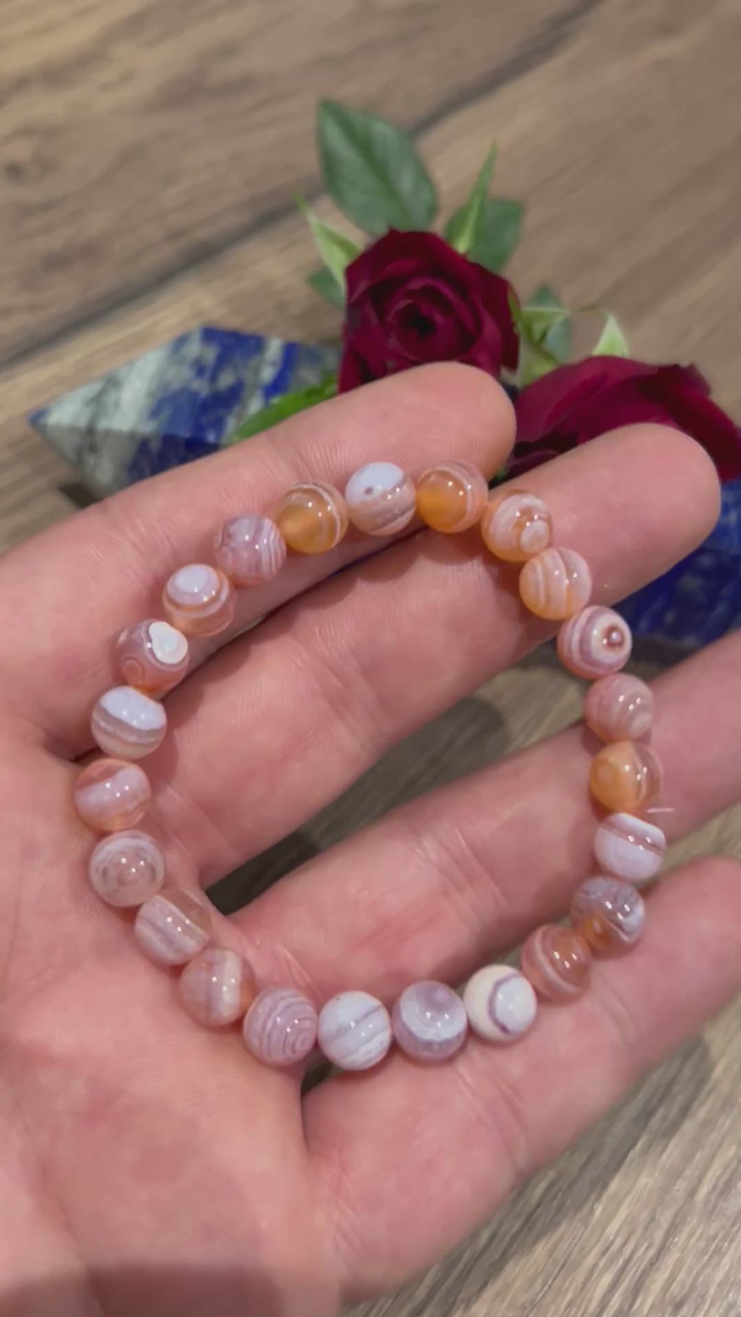 Botswanian Lace Agate, Custom-Made Bracelet, 8 mm Round Bead / Harmony - Alignment - Strength