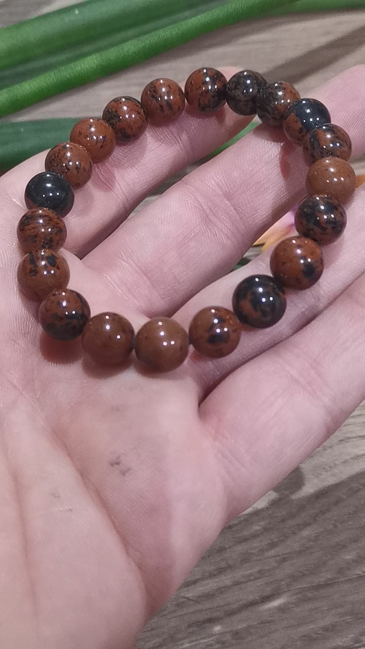 Obsidiana ACAIÃ  , Pulseira à medida à escolha  , Pérola redonda de 10 mm